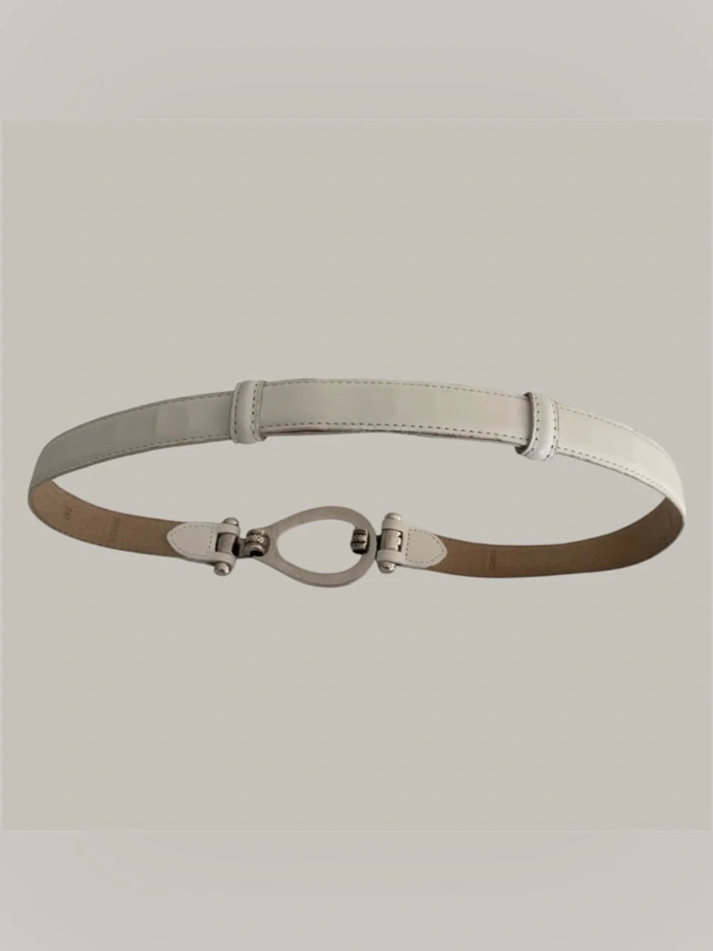 White Leather Hook And Eye Women's Boho Belt | Silver Accent